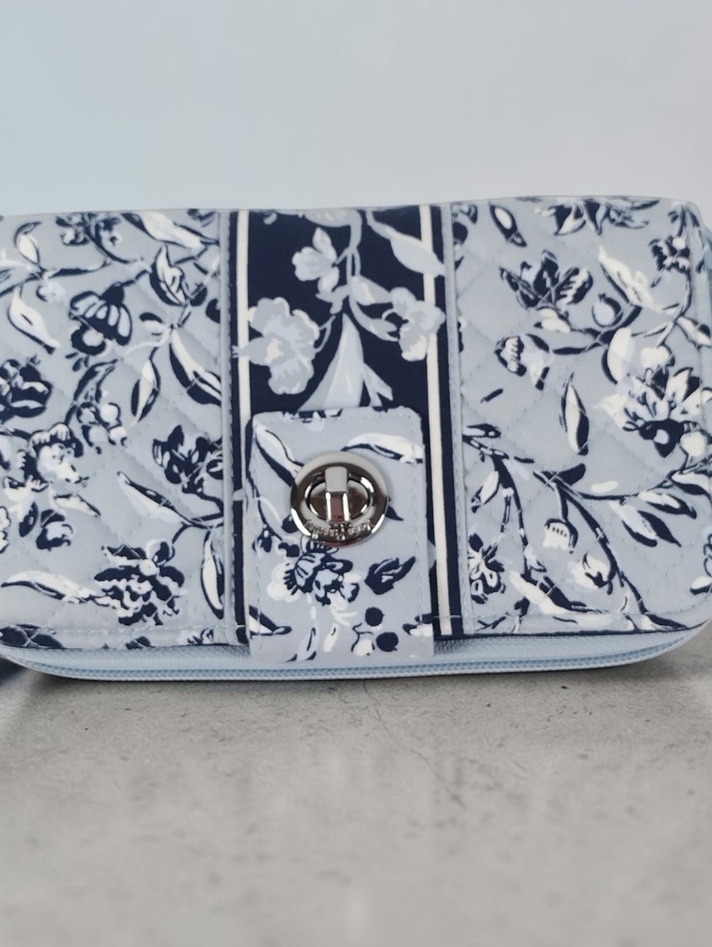 Vera Bradley Teal and Navy Zip Around Clutch Wallet